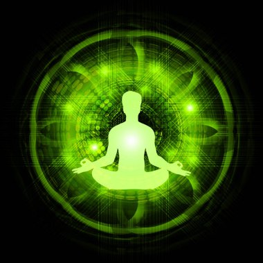 Nilüfer pozisyonunda meditasyon yapan erkek silueti