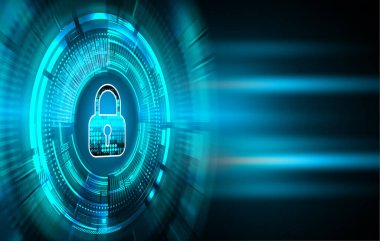 Dolap ve dijital güvenlik kavramına sahip fütüristik arka plan