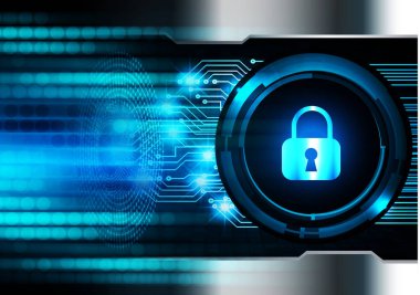 Dolap ve dijital güvenlik kavramına sahip fütüristik arka plan