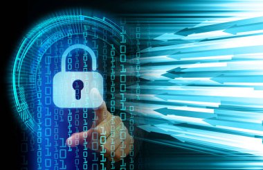 Dolap ve dijital güvenlik kavramına sahip fütüristik arka plan