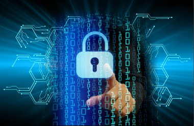 Sayısal arkaplan ve siber güvenlik konusunda kapatılmış asma kilit