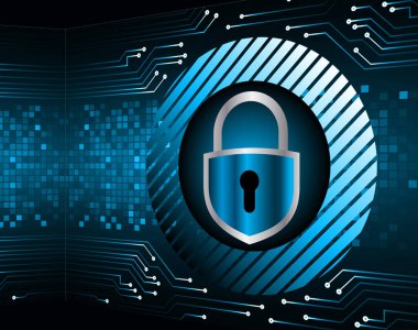 Dolabı olan arkaplan çizimi, dijital güvenlik kavramı