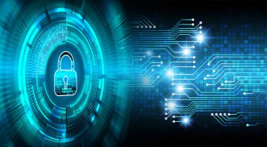 Dolap ve dijital güvenlik kavramına sahip fütüristik arka plan