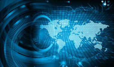 Dünya haritası ve ikili kodlu soyut arkaplan