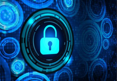 Dolap ve dijital güvenlik kavramına sahip fütüristik arka plan