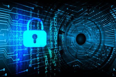 Sayısal arkaplan ve siber güvenlik konusunda kapatılmış asma kilit