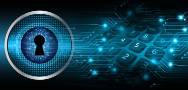 anahtar deliği ile arkaplan vektör illüstrasyonu, dijital güvenlik kavramı