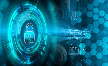 Dolabı olan arkaplan çizimi, dijital güvenlik kavramı