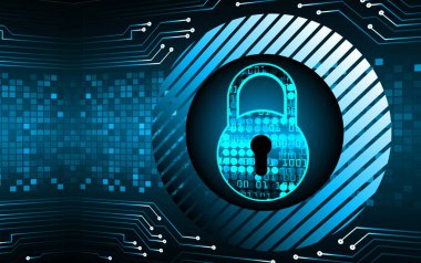 Dolabı olan arkaplan çizimi, dijital güvenlik kavramı