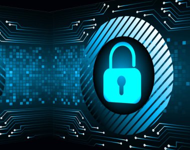 Dolabı olan arkaplan çizimi, dijital güvenlik kavramı