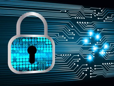 Dolabı olan arkaplan çizimi, dijital güvenlik kavramı