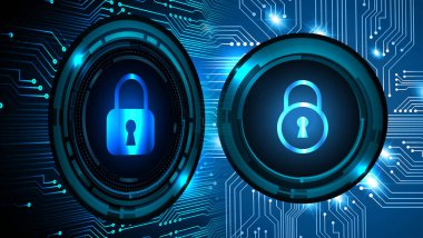 Dolabı olan arkaplan çizimi, dijital güvenlik kavramı