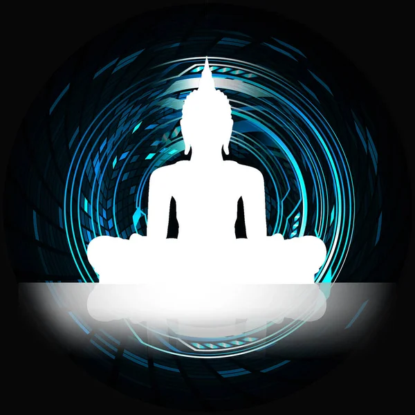 Meditando Silhouette Buddha Posizione Loto — Foto Stock