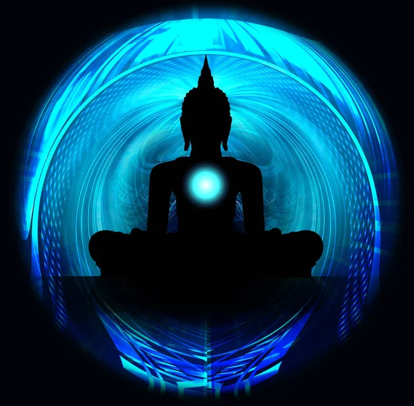 Silueta Buda Meditando Posición Loto —  Fotos de Stock