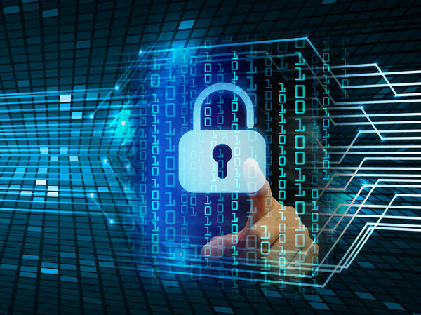 футуристический фон с шкафчиком, концепция цифровой безопасности