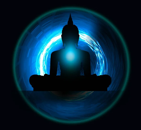 Meditera Buddha Silhuett Lotusposition — Stockfoto