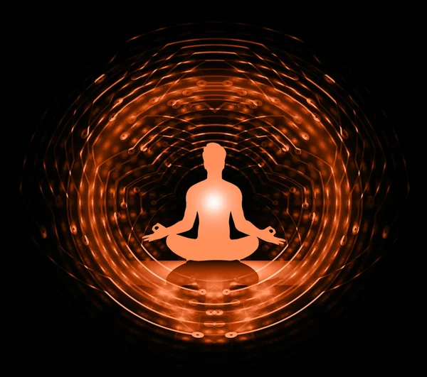 Nilüfer pozisyonunda meditasyon yapan erkek silueti