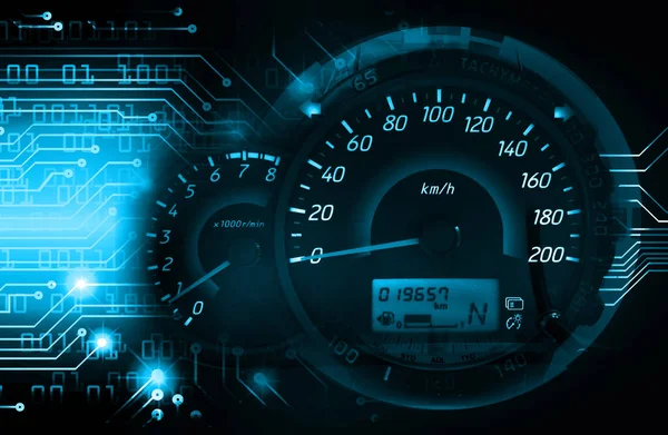 Speedometer Dashboard Blue Background — Stock Photo, Image