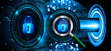 Dolap ve dijital güvenlik kavramına sahip fütüristik arka plan