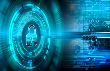 Dolabı olan arkaplan çizimi, dijital güvenlik kavramı