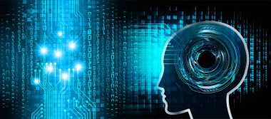 Arka planda sanal gerçeklik kulaklığı olan genç bir kadın.