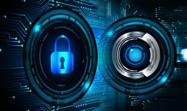 Dolap ve dijital güvenlik kavramına sahip fütüristik arka plan