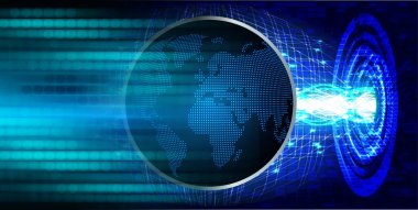 Dünya haritalı soyut teknoloji arkaplanı