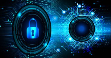 Sayısal arkaplan ve siber güvenlik konusunda kapatılmış asma kilit
