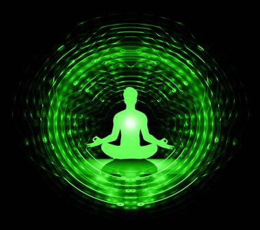 Nilüfer pozisyonunda meditasyon yapan erkek silueti