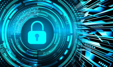 Dolap ve dijital güvenlik kavramına sahip fütüristik arka plan