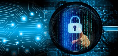 Sayısal arkaplan ve siber güvenlik konusunda kapatılmış asma kilit