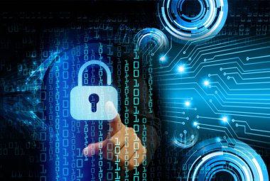 Dolap ve dijital güvenlik kavramına sahip fütüristik arka plan