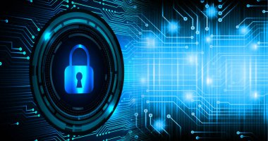 Dolabı olan arkaplan çizimi, dijital güvenlik kavramı