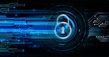 Dolap ve dijital güvenlik kavramına sahip fütüristik arka plan