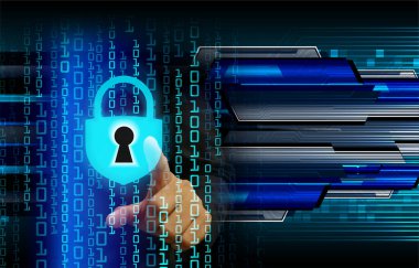 Dolabı olan arkaplan çizimi, dijital güvenlik kavramı