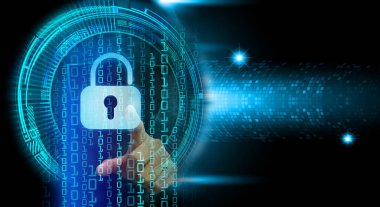 Dolap ve dijital güvenlik kavramına sahip fütüristik arka plan