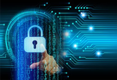 Dolabı olan arkaplan çizimi, dijital güvenlik kavramı