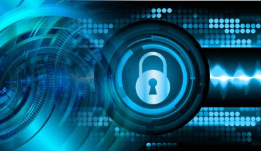 Dolap ve dijital güvenlik kavramına sahip fütüristik arka plan