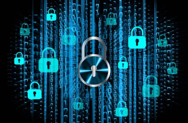 Dolap ve dijital güvenlik kavramına sahip fütüristik arka plan