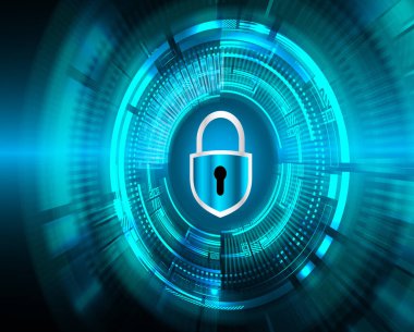 Sayısal arkaplan ve siber güvenlik konusunda kapatılmış asma kilit