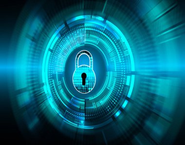 Sayısal arkaplan ve siber güvenlik konusunda kapatılmış asma kilit