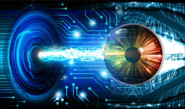 Mavi göz siber devre gelecekteki teknoloji konsepti