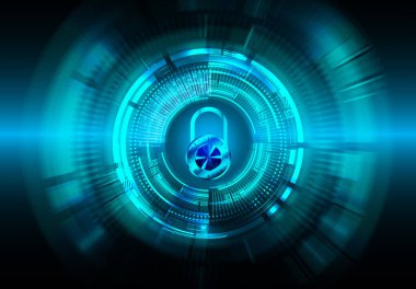 Sayısal arkaplan ve siber güvenlik konusunda kapatılmış asma kilit