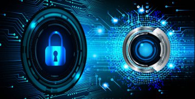 Sayısal arkaplan ve siber güvenlik konusunda kapatılmış asma kilit