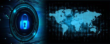 Sayısal arkaplan ve siber güvenlik konusunda kapatılmış asma kilit