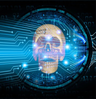 dijital teknoloji konsepti. İnsan kafası ve devresi ile soyut arkaplan