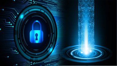 Dolabı olan arkaplan çizimi, dijital güvenlik kavramı