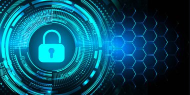 Dolap ve dijital güvenlik kavramına sahip fütüristik arka plan