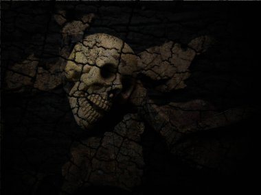 kafatası ve iskelet koyu arkaplanda