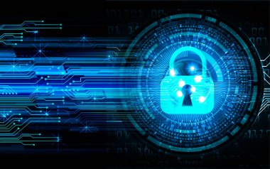 Dolap ve dijital güvenlik kavramına sahip fütüristik arka plan